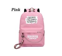 (Pink) Stranger Things Season Usb Rechargeable Large Capacity Backpack Bag Kids School