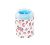 Pink Strawberries on White Background Reusable Pet Foot Cleaner with Soft Silicone Brush Feet Cleaning Kit for Small Medium Large Breed Dogs, Cats limpia patas para perros