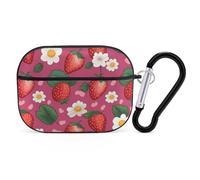 Pink Strawberry AirPod Pro Case, Anti Scratch Hard PC Cover with Keychain, AirPod Pro 2nd/1st Case Accessories for Women Men, Black-Style