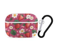 Pink Strawberry AirPod Pro Case, Anti Scratch Hard PC Cover with Keychain, AirPod Pro 2nd/1st Case Accessories for Women Men, White-Style