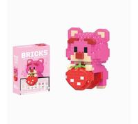 Pink Strawberry Bear : 210pc Fun Model Building Set - Interlocking Brick Kit
