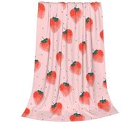 Pink Strawberry Blankets Gifts for Women, All Season Warm Soft Cozy Throw Blanket, Lightweight Anti-pilling Flannel Blanket for Couch Sofa Bed, 150X125 cm