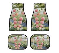 Pink Strawberry Car Floor Mats Set of 4, Soft Car Carpet with Non-Slip Backing, Decorative Front Rear Carpet Universal Fit for Most Cars, Trucks, SUVs and Vans