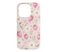 Pink Strawberry Daisy Pattern Cute Floral Aesthetic Design Case for iPhone 14 Pro
