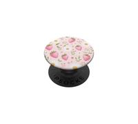Pink Strawberry Daisy Pattern Cute Floral Aesthetic Design PopSockets Adhesive PopGrip