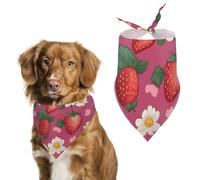 Pink Strawberry Dog Bandanas for Feeding Grooming, Triangle Pet Bibs Washable Pets Scarf for Cats & Dogs