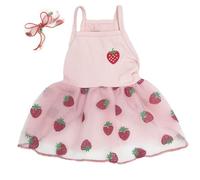 Pink Strawberry Dog Cat Dress for Small Dogs Girl Cute Dog Princess Dresses Puppy Tutu Skirt Chihuahua Teddy Pomeranian Sundress Birthday Holiday Clothes Cat Pet Wedding Outfit