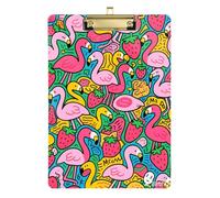 Pink Strawberry Flamingo A4 Cute clipboard Waterproof Over The Bed clipboard for Police Office Nurse Football Coaches Size 9 x 12