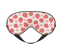 Pink Strawberry Floral Sleep Mask Eye Mask with Adjustable Strap Eye Sleep Shade Cover Blocks Light for Women Men Airplane Travel Nap