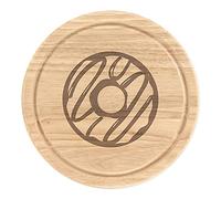 Pink Strawberry Glazed Doughnut Wooden Chopping Cheese Board Round 25cm