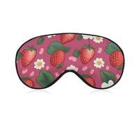 Pink Strawberry Sleep Mask for Women Men, Soft Eye Mask with Adjustable Strap for Sleeping, Light Blocking Travel Blindfold for Nap Comfortable Eye Cover for Home Office