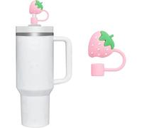 Pink Strawberry Straw Cover for Stanley 40&30 Oz Cup, Silicone Straw Covers Cap for Stanley Cup Accessories, Cute Straw Topper for Tumblers, Straw Cap Stopper for Reusable Straws Tip Lids