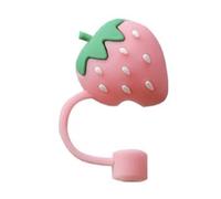 Pink strawberry Straw Cover for Stanley, Cute Straw Topper for Tumblers and Stopper for Reusable Straws Tip Lids，8mm Silicone Straw Covers Cap for Stanley Cup Accessories, Disposable Drinkware