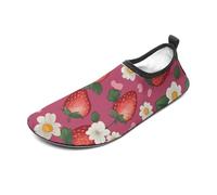 Pink Strawberry Water Shoes for Men Women, Lightweight Stretch Swim Shoes with Anti-Slip Rubber Sole, Quick-Dry Aqua Socks for Pool, Beach, Surfing, Style, 4 Women/4 Men