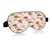 Pink Strawberry White Flower Breathable Sleeping Eyes Mask, Cool Feeling Eye Sleep Cover for Summer Rest, Elastic Contoured Blindfold for Women & Men Travel