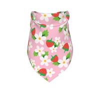 Pink Strawberry With Green Leaves Flower,Bib Scarf Triangle Hood Adjustable Pet Scarf Washable Hood Suitable for Small, Medium and Large Dogs and Cats