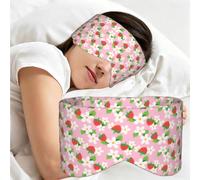 Pink Strawberry with Green Leaves Flower, Sleep Mask for Home Travel, Full Eye Covers Light Blocking Eye Mask Sleep Eye and Ear Muffs