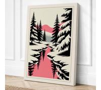Pink Stream Through Conifers Canvas Wall Art Print 18x12 Inch