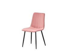 (Pink-strip) Classic Design Velvet Fabric Dining Chairs Metal Legs Padded Seat Chairs