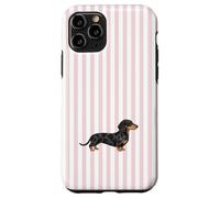 Pink Striped Black and Tan Dapple Dachshund Case for iPhone 11 Pro