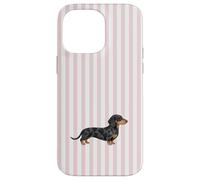 Pink Striped Black and Tan Dapple Dachshund Case for iPhone 14 Pro Max
