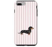 Pink Striped Black and Tan Dapple Dachshund Case for iPhone 7 Plus/8 Plus