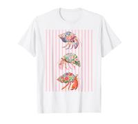 Pink Striped Coastal Aesthetic Hermit Crab Beach Summer T-Shirt