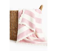 Pink Striped Cotton Knitted Blanket One Size