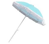 Pink Striped Tassel Parasol Retro Garden Umbrella for Beach Patio Wear resistant Sunscreen Seaside Pool Shading Hawaiian Style with Tassels No Base Included