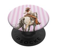 Pink Stripes Coastal Cowgirl Riding Horse Rodeo Aesthetic PopSockets Adhesive PopGrip