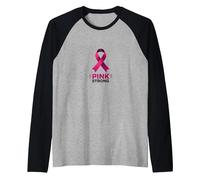 Pink Strong Breast Cancer Awareness Ribbon Support Raglan Baseball Tee, Men, Black/Athletic Heather, XL
