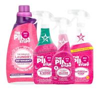 Pink Stuff 4 Piece Bathroom Cleaning Bundle Shower Shine 850ml Bathroom Cleaner 850ml Colour Care Laundry Detergent 960ml Stain Remover Spray 500ml Powerful Multi-Surface Cleaning, Stain Dirt Removal