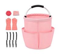 Pink Stuff Scrubber Kit with Cleaning Caddy Organiser - Complete Cleaning Set Including Pink Gloves, Narrow Gap Brush, Smiley Cloth, Scrubber with Handle, Foldable Storage Bag for Home & Outdoor Use