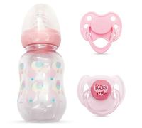 Pink Style Pacifier and Bottle 2 Piece Set Safest Reborn Baby Doll Accessories（Comes with an Extra Pink Magnetic Pacifier）-02