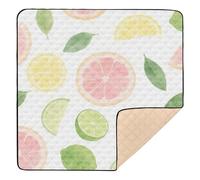 Pink Summer Lemon Watercolor Large Stylish Baby Play Mat for Floor Portable Baby Kick Crawling Mat for Baby Toddler Infant, 50'' x 50''