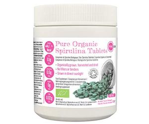 PINK SUN Organic Spirulina Tablets 1000 x 500mg Tabs Gluten Free Non GMO Suitable for Vegetarians and Vegans Certified Organic by The Soil Association 500g Bulk Buy