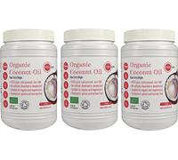 PINK SUN Raw Organic Coconut Oil 3 Litres (1L x 3) Extra Virgin Cold Pressed Pure Edible Unrefined for Hair and Skin Care Cooking Massage Babies Skin Bulk Buy