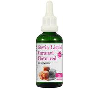 PINK SUN Stevia Liquid Sweetener Drops 50ml Caramel Flavoured (or Strawberry, Vanilla, Coconut, Pure Unflavoured) Natural Sugar Alternative Replacement Low Carb Zero Calories Glass Alcohol Free