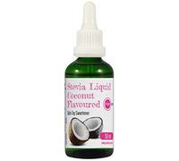 PINK SUN Stevia Liquid Sweetener Drops 50ml Coconut Flavoured (or Strawberry, Vanilla, Caramel, Pure Unflavoured) Natural Sugar Alternative Replacement Low Carb Zero Calories Glass Alcohol Free