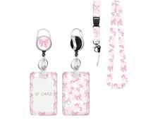 Pink Sunflower Lanyard with Card Holder,Retractable ID Badge Reel with Detachable Neck Strap,Sliding Card Holder for Women,Teacher,Nurse,Office Workers (ID Cards,Bus Pass)