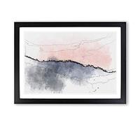 Pink Sunrise Over a Forest in Abstract Framed Print | A2 Black Framed Wall Art | Ready to Hang | Abstract Landscape Picture | Living Room Bedroom Lounge Office