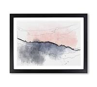 Pink Sunrise Over A Forest In Abstract Modern Art Framed Print | A3 Black Framed Wall Art | Ready to Hang | Abstract Landscape Picture | Living Room Bedroom Lounge Office