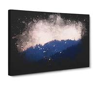 Pink Sunrise Over A Forest Paint Splash Canvas Print | Gallery Wrapped 30mm Frame Wall Art | 20x14 inches | Ready to Hang | Modern Landscape Picture | Living Room Bedroom Lounge Office