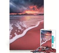 Pink Sunset Beach 1000 Piece Jigsaw Puzzles for Teenagers Memory Boost Home Leisure Image Assembly Lovely Gift (38x52cm)