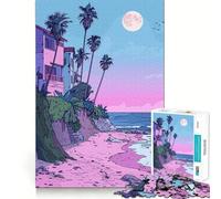Pink Sunset Beach Jigsaw Puzzles for Teenagers 1000 Piece Wise Think Toy Gentle Leisure Tight Cut Santa Wish List (38x26cm)
