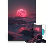 Pink Sunset Fantasy 1000 Piece Jigsaw Puzzles for Adults Jigsaw Mind Puzzle Mind Calm Art Assembly Unique Gift (38x52cm)