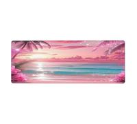 Pink Sunset Hawaiian Sea Palm Tree Mouse Pad In Big Extended Non-Slip Rubber Base Mousepad With Stitched Edges Gaming Pc Desktop Large Mouse Pad 11.8x31.5