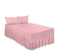 (Pink, Super King) Premium Percale Polycotton Plain Fitted Valance Sheets. Colourful Bedding Ideal for Bed Room Home Décor Sheets.