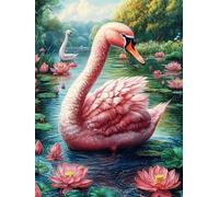 Pink Swan in Lake Garden 500 Pieces Classic Jigsaw Puzzle Puzzle for Adults Concentration Training Wall Art Mental Exercise Cardboard 500 PCS
