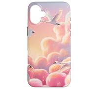 Pink Swan Sky Aesthetic Dreamy Cloud Elegant Design Case for iPhone 16 Plus